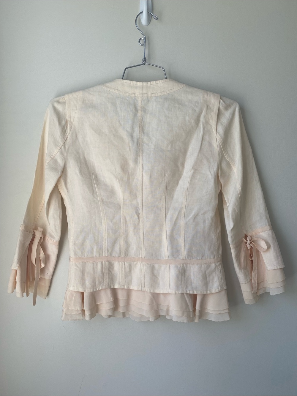 Cream Ruffle Hem Button-Up Jacket - Picture 2 of 7